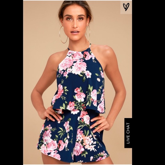 Lulus Other - In the garden navy blue floral romper -Small - New